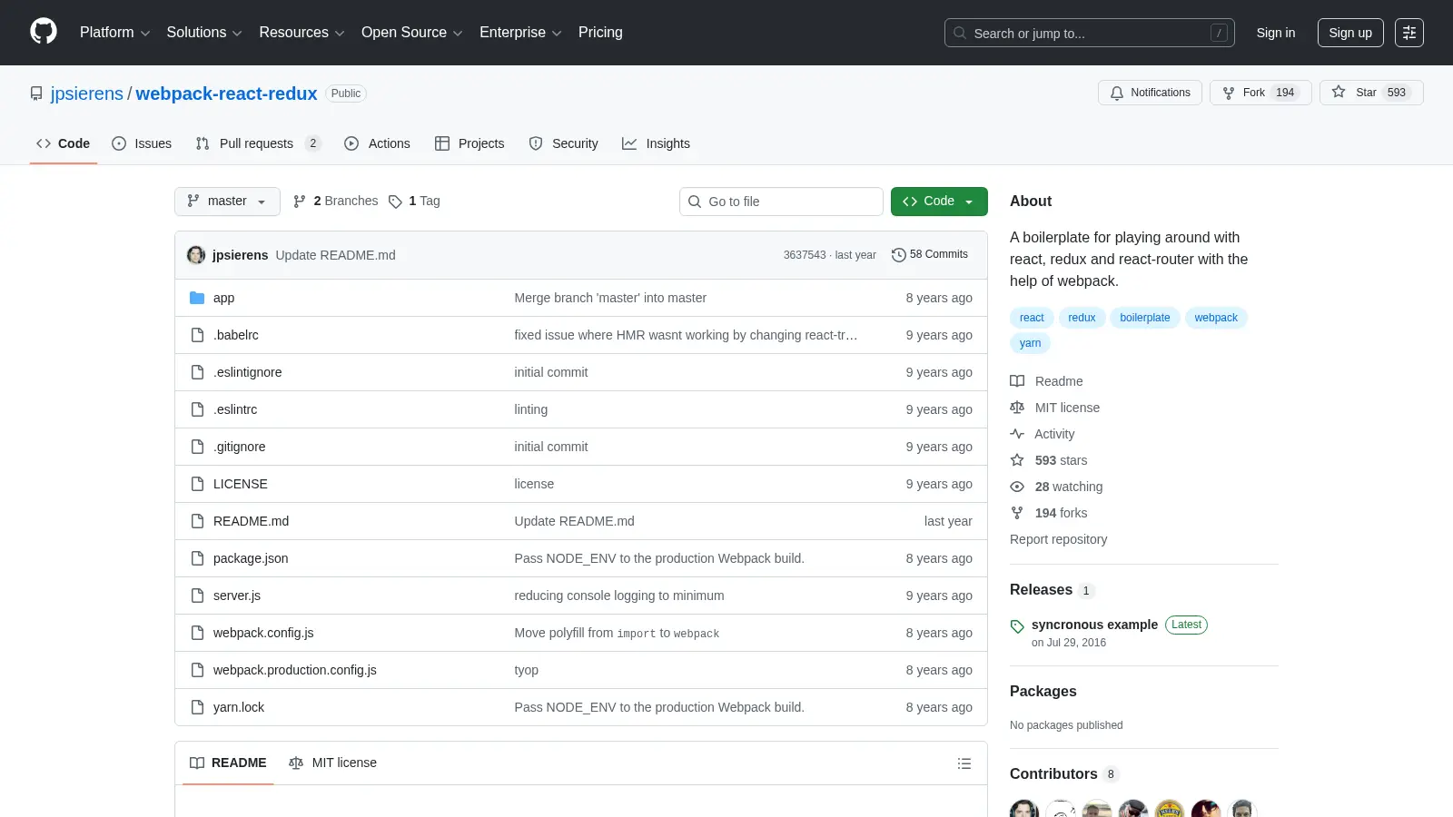 Webpack React Redux screenshot
