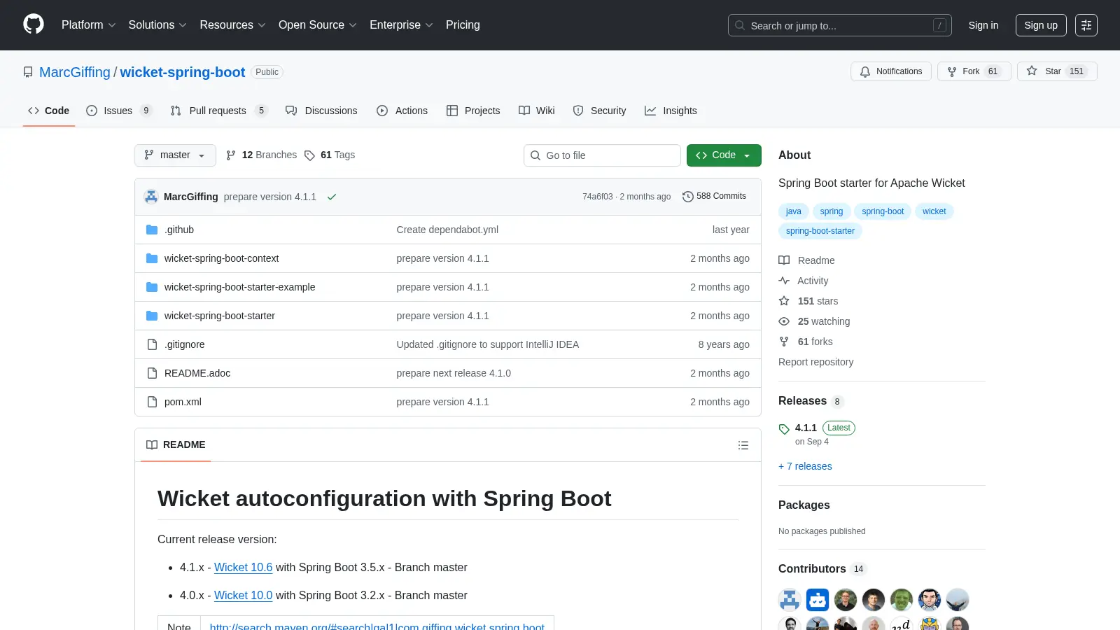 Wicket Spring Boot screenshot