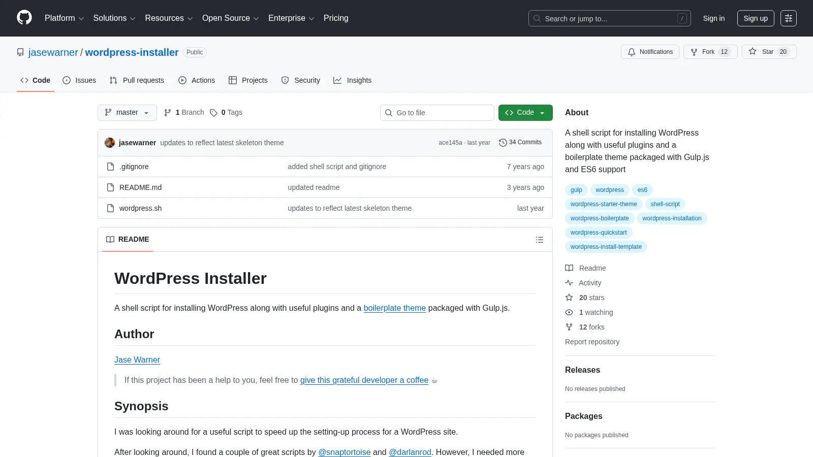Wordpress Installer screenshot