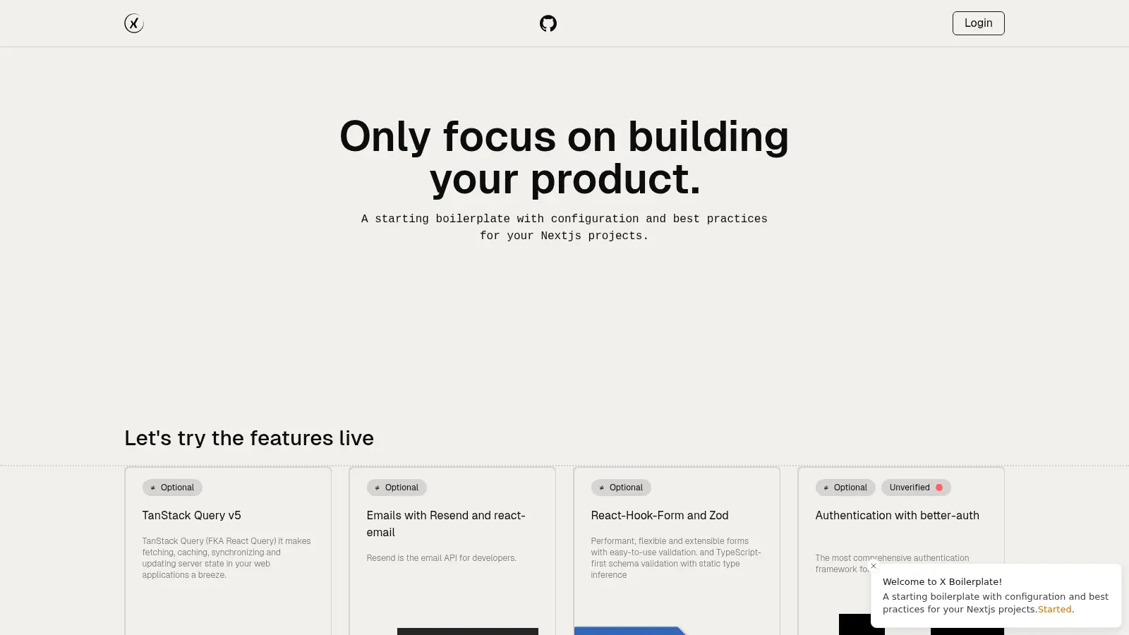 X Boilerplate screenshot