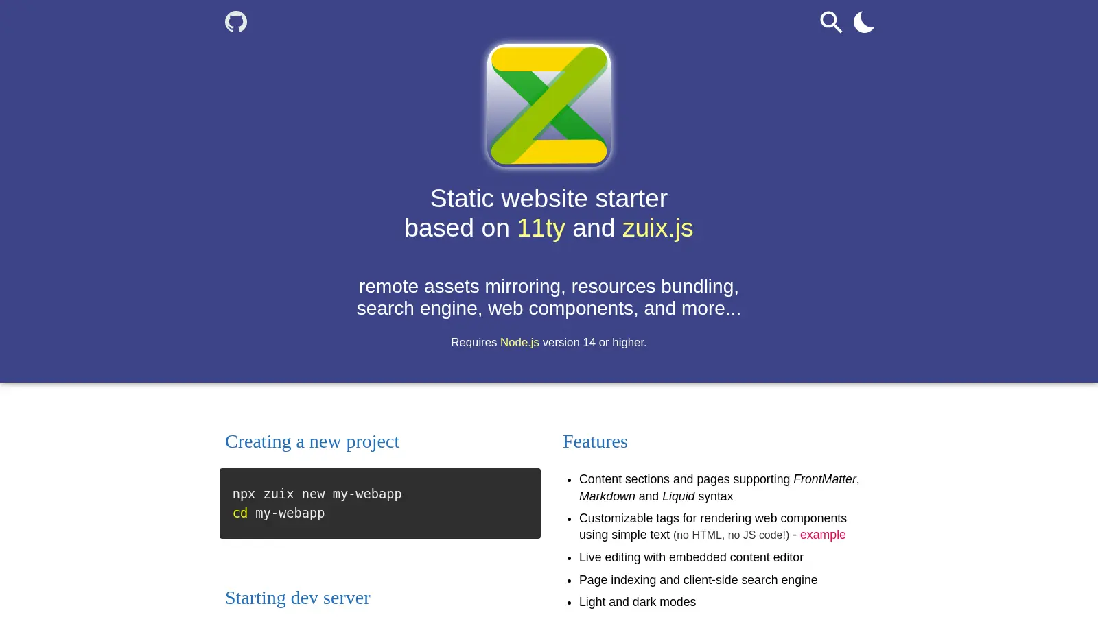 Zuix Web Starter screenshot